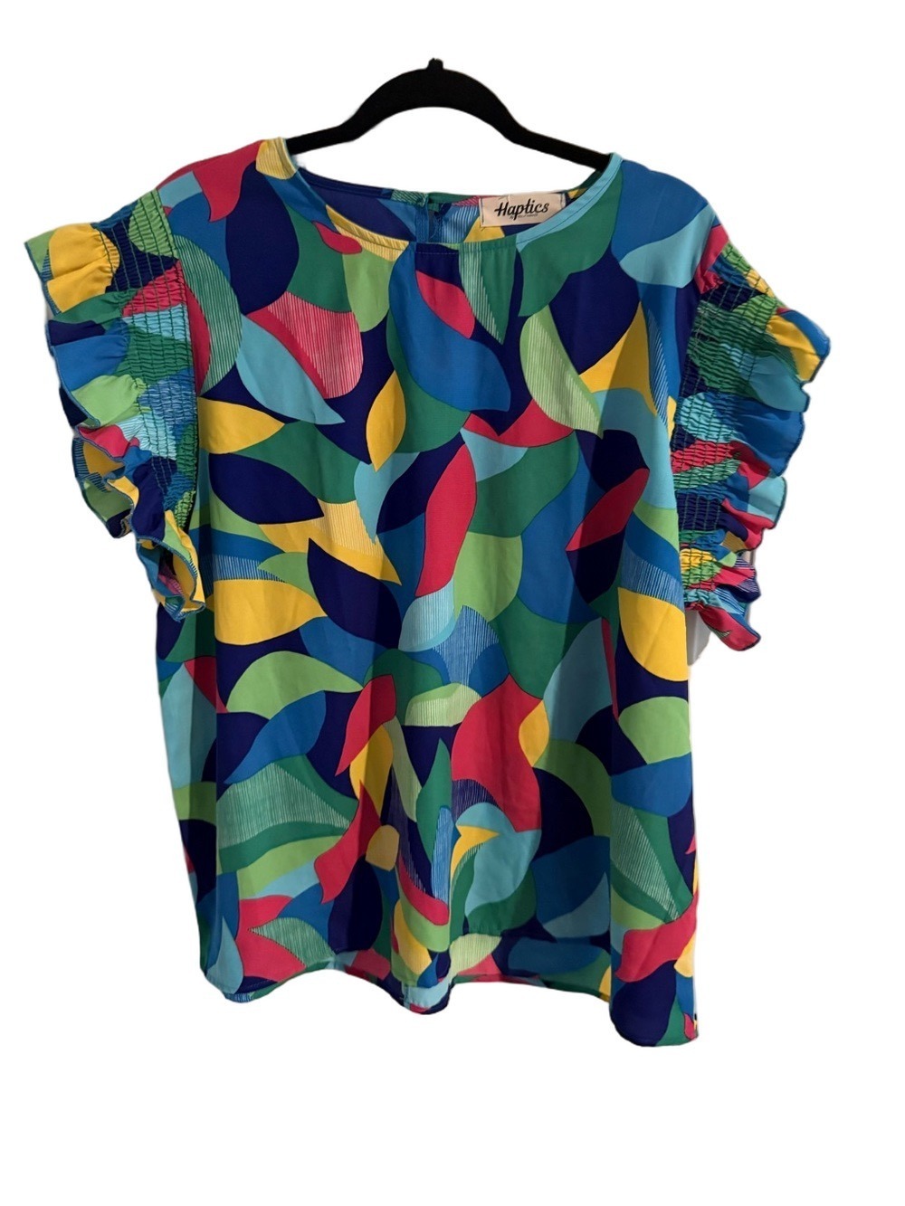 Haptics by Holly HarperColorful abstract Ruffle smock puffed Blouse — 2x